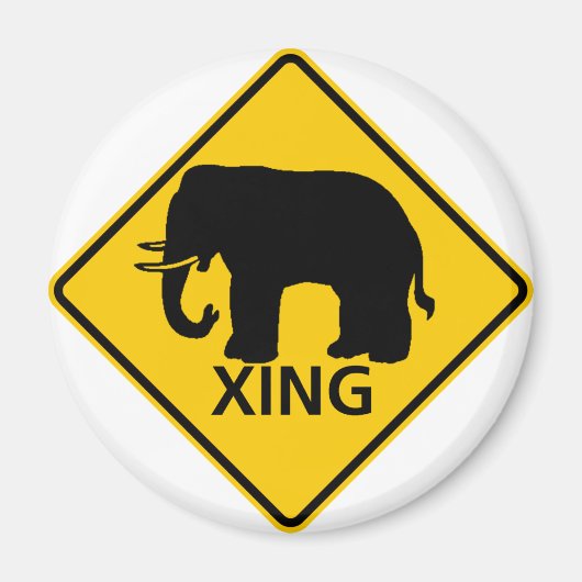 Elephant Crossing Highway-Zeichen Magnet (Vorne)