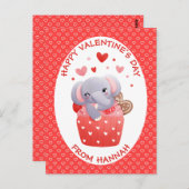 Elephant cupcake Kinder Valentine Postkarte (Vorne/Hinten)