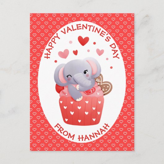 Elephant cupcake Kinder Valentine Postkarte (Vorderseite)