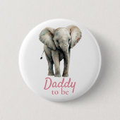 Elephant Daddy Baby Dusche Rosa Taste Button (Vorderseite)