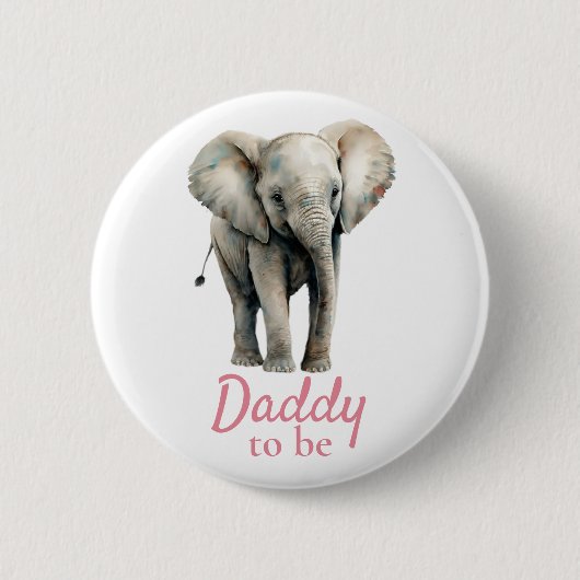 Elephant Daddy Baby Dusche Rosa Taste Button (Vorderseite)