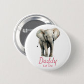 Elephant Daddy Baby Dusche Rosa Taste Button (Vorne & Hinten)