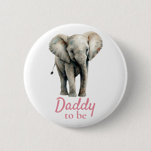 Elephant Daddy Baby Dusche Rosa Taste Button