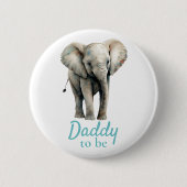 Elephant Daddy Baby Shower Blue Button (Vorderseite)