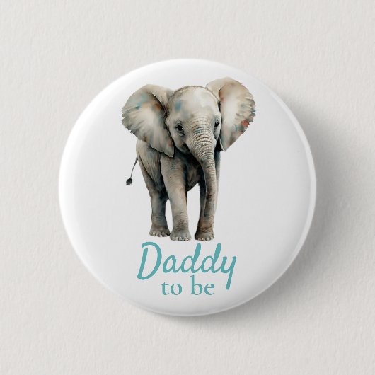Elephant Daddy Baby Shower Blue Button (Vorderseite)