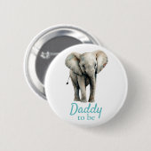 Elephant Daddy Baby Shower Blue Button (Vorne & Hinten)