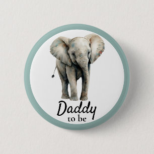 Elephant Daddy Baby Shower Gray Button