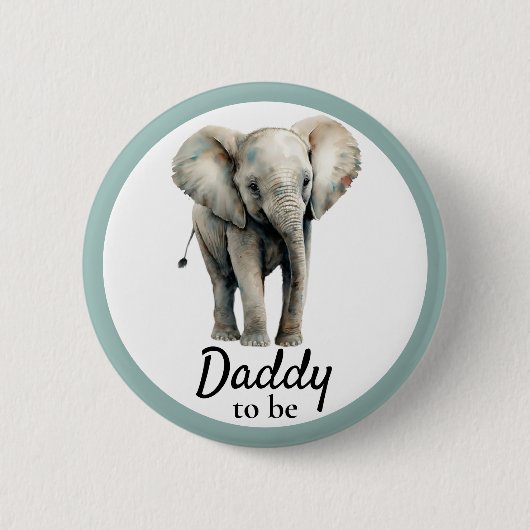 Elephant Daddy Baby Shower Gray Button (Vorderseite)