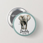 Elephant Daddy Baby Shower Gray Button (Vorne & Hinten)