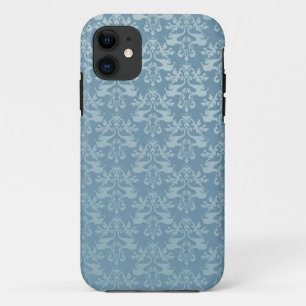 Elephant Damask Blau Graues iPhone iPhone 11 Hülle