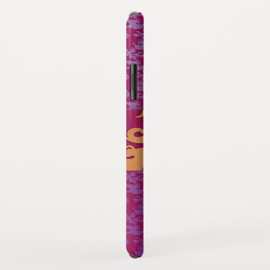 Elephant Damask lila Goldname Case-Mate iPhone Hülle (Hinten/Rechts)