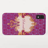 Elephant Damask lila Goldname Case-Mate iPhone Hülle (Rückseite (Horizontal))