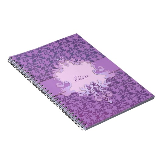 Elephant Damask lila personalisiertes Notebook Notizblock (Rechte Seite)