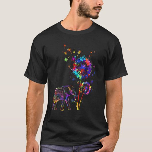 Elephant Dandelion Blume Elephant Wassercolor T-Shirt (Vorderseite)