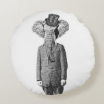 Elephant Dandy Rundes Kissen<br><div class="desc">Hallo,  dieses Design ist ein Elefantenandy,  es trägt einen Hut und ein klassisches Kostüm. Dieses lustige und Vintage Design,  hoffe ich,  wird Ihnen gefallen.</div>