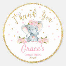 Elephant danke Ihnen Aufkleber Etiketten Tauffavor