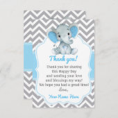 Elephant Dankeschön Card Blue Gray Zickzack Boy Dankeskarte (Vorne/Hinten)