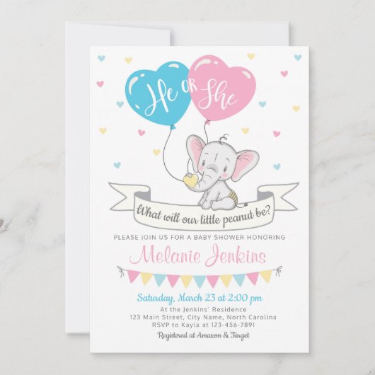 Elephant der Party Einladung (Vorderseite)