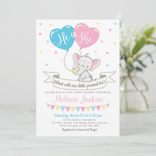 Elephant der Party Einladung (Stehend Vorderseite)