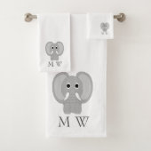 Elephant Design Monogrammed Badhandtuch Set (Insitu)