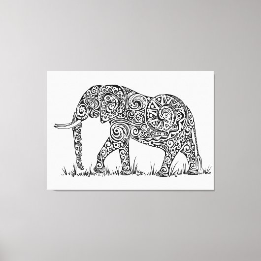 Elephant Design Schwarz & Weiß Leinwanddruck (Vorderseite)