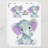 Elephant Diaper Cake Topper, Dekoration im Mittelp Einladung (Vorne/Hinten)