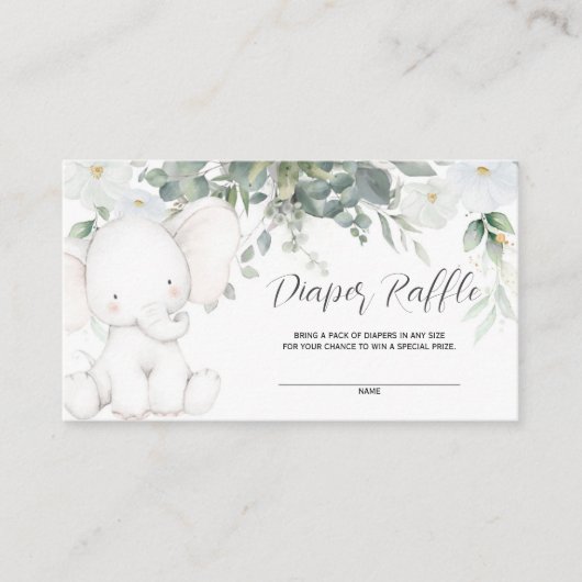Elephant Diaper-Raffelkarte Begleitkarte (Vorderseite)