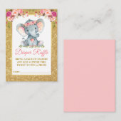 Elephant Diaper Raffle Dusche Rosa Blütendusche Gl Begleitkarte (Vorne/Hinten)