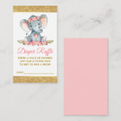 Elephant Diaper Raffle Floral Baby Dusche Glitzer Begleitkarte (Vorne/Hinten)