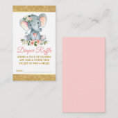 Elephant Diaper Raffle Pink Baby Dusche Glitzer Begleitkarte (Vorne/Hinten)