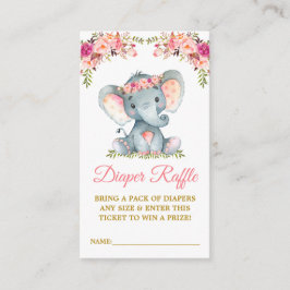 Elephant Diaper Raffle Pink Floral Baby Dusche Begleitkarte