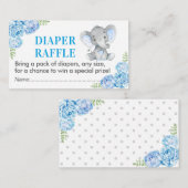 Elephant Diaper Raffle Ticket Blue Baby Shower Boy Begleitkarte (Vorne/Hinten)