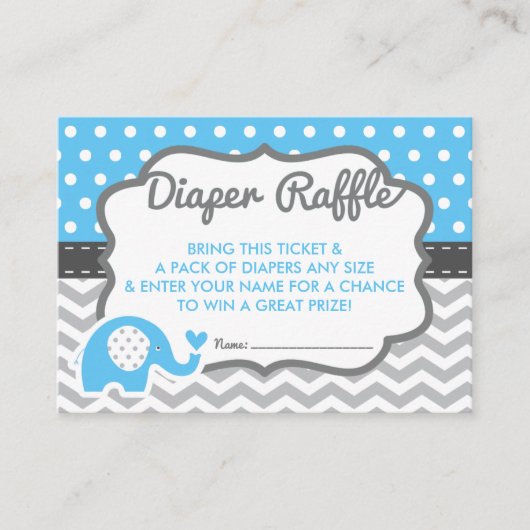 Elephant Diaper Raffle Ticket, EDITABLE FARBE Begleitkarte (Vorderseite)