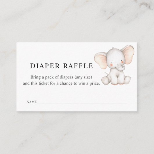 Elephant Diaper Raffle Ticket für Babydusche Begleitkarte (Vorderseite)