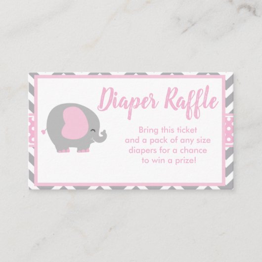 Elephant Diaper Raffle Ticket für Babydusche Begleitkarte (Vorderseite)