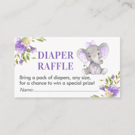 Elephant Diaper Raffle Ticket Lavendel Baby Dusche Begleitkarte