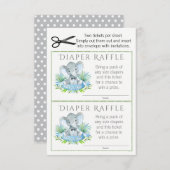 Elephant Diaper Raffle Tickets Begleitkarte (Vorne/Hinten)