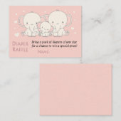 Elephant Diaper Raffle Tickets, rosa und weiß Platzkarte (Vorne/Hinten)