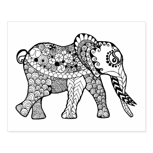 Elephant Doodle Gummistempel (Prägung)