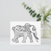 Elephant Doodle Postkarte (Stehend Vorderseite)