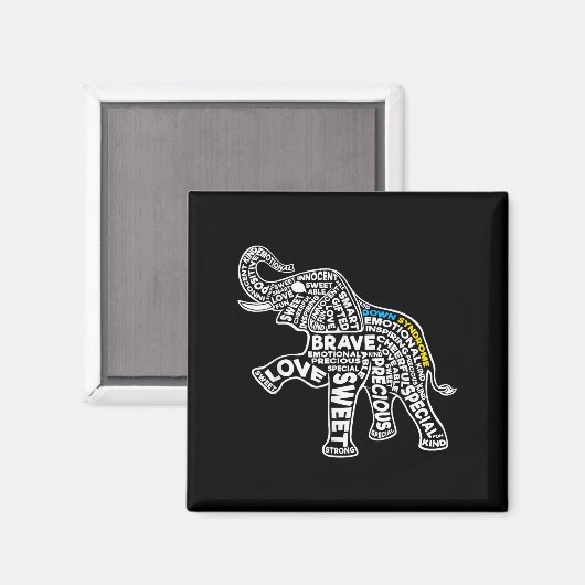 Elephant-Down-Syndrom Magnet (Vorderseite/Rückseite)