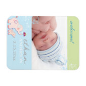 Elephant Dream Baby Boy Geburtsankündigung Magnet (Horizontal)