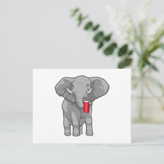 Elephant Drinking mug Postkarte (Stehend Vorderseite)