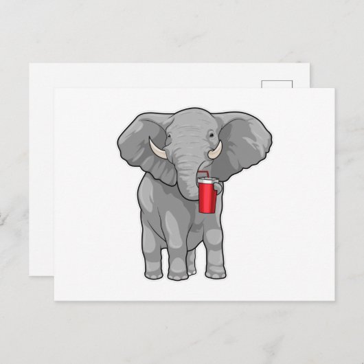 Elephant Drinking mug Postkarte (Vorne/Hinten)