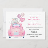 Elephant Drive by Baby Girl Dusche Einladung (Vorderseite)