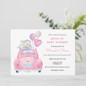 Elephant Drive by Baby Girl Dusche Einladung (Stehend Vorderseite)