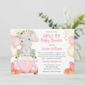 Elephant Drive by Baby Shower Einladung (Stehend Vorderseite)