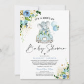 Elephant Drive by Baby Shower Einladung blau (Vorderseite)