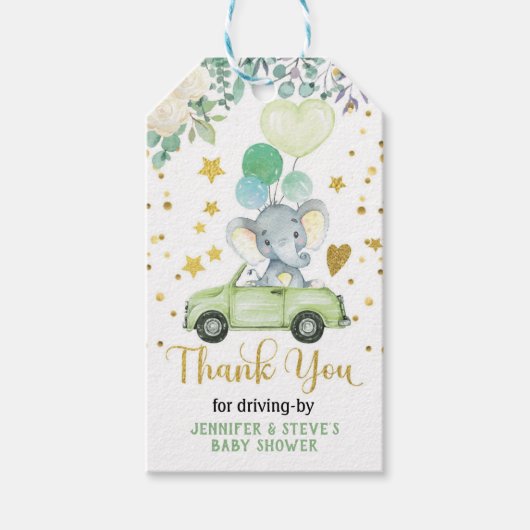 Elephant Drive by Baby Shower Parade Geschenkanhänger (Vorderseite)