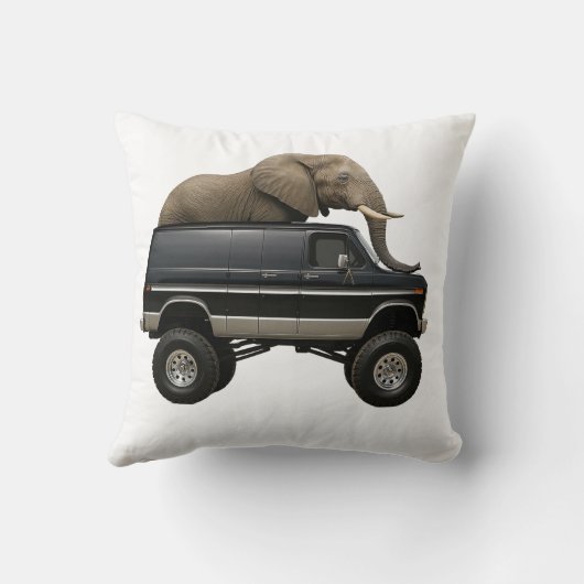 Elephant Driving 4x4 Van Kissen (Rückseite)